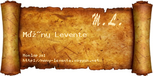 Mány Levente névjegykártya